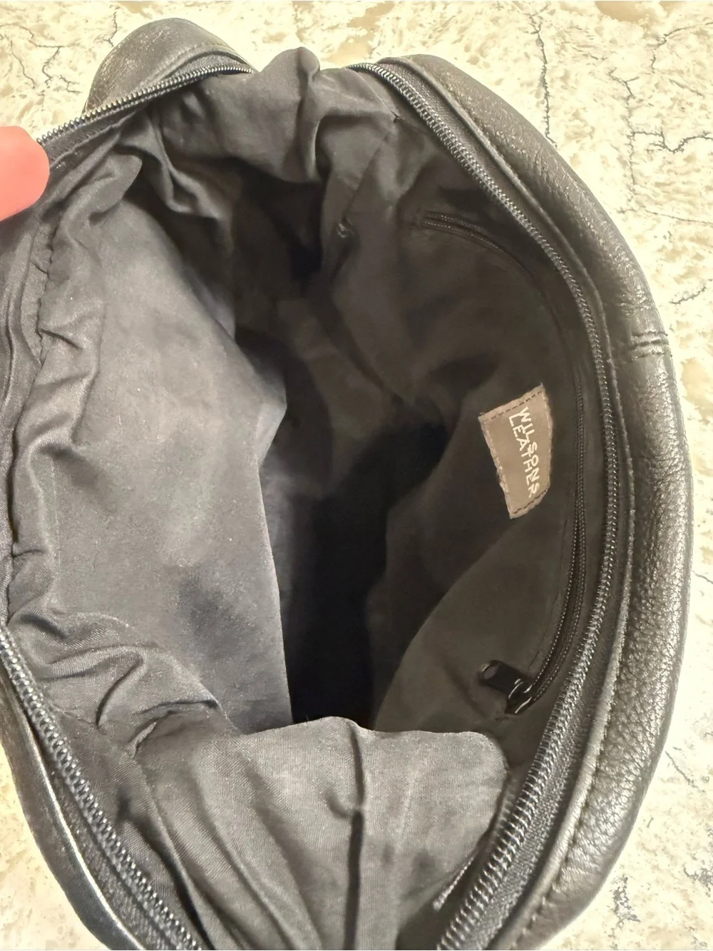 Wilsons Leather Vintage Black Pebbled Leather Hobo Classic Shoulder Bag